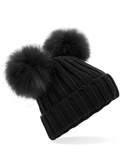 Faux Fur Double Pop Pom Beanie