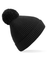 Engineered Knit Ribbed Pom Pom Beanie